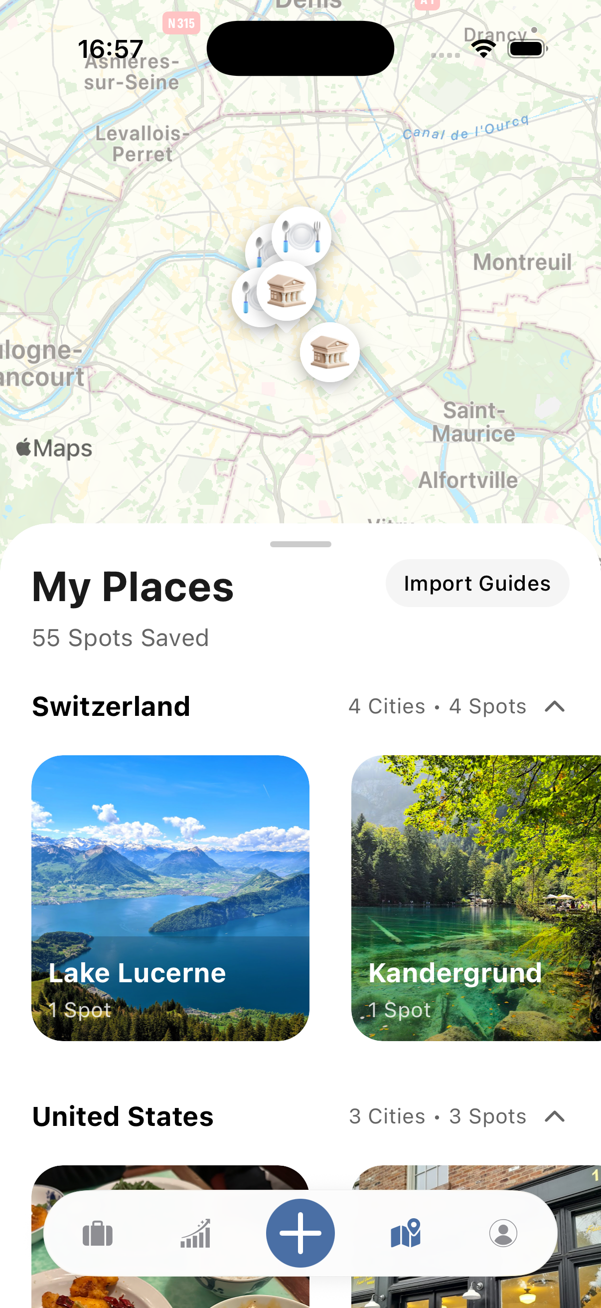 My Places screen