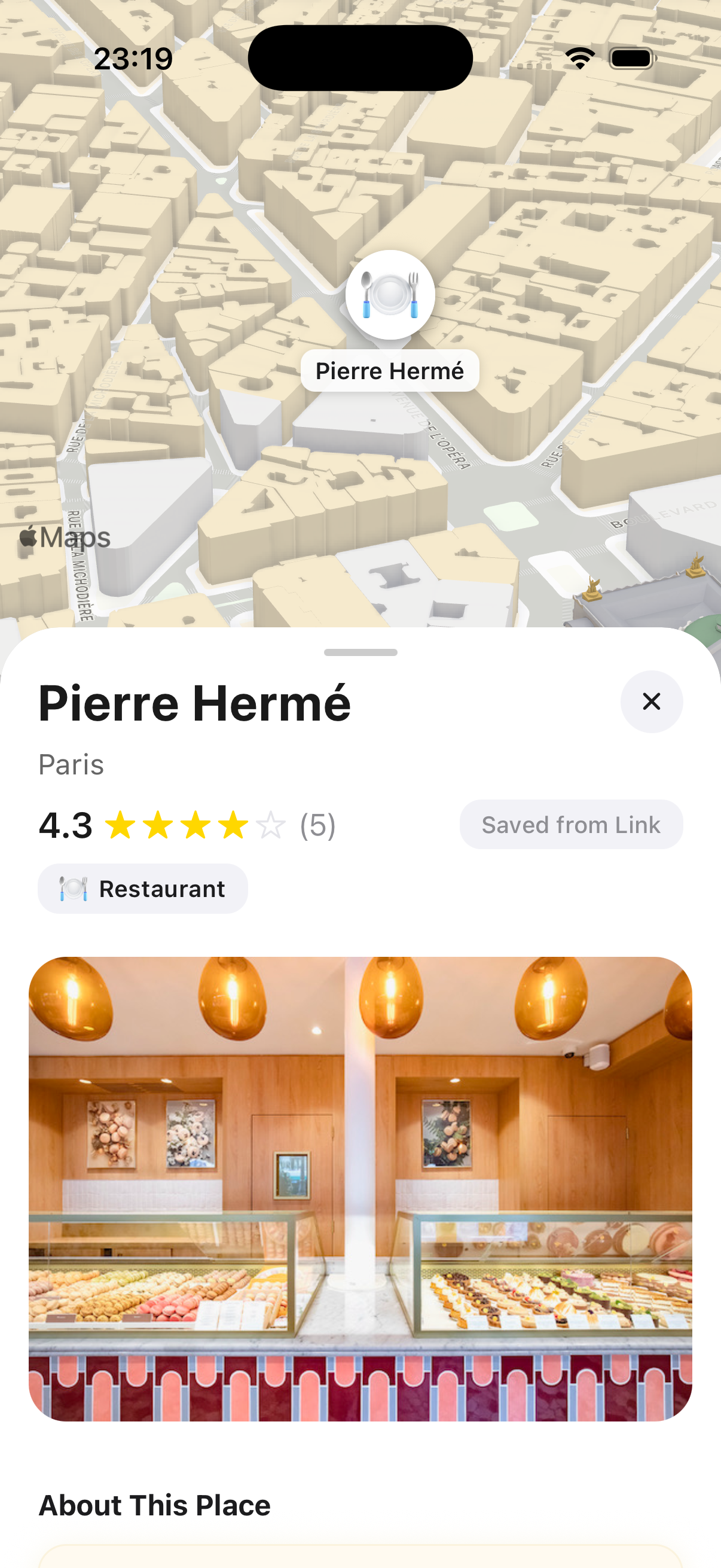Place details with map